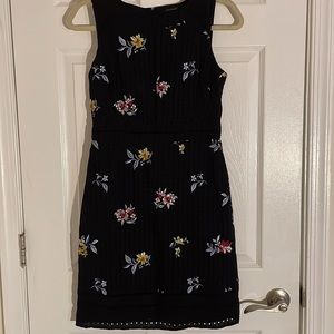 Ann Taylor black midi dress with flowers